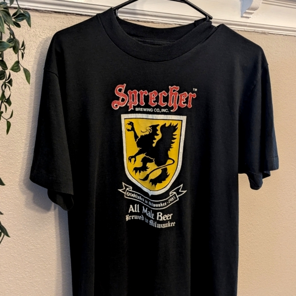 Vintage Single Stitch Sprecher Brewing Black Graphic T-Shirt